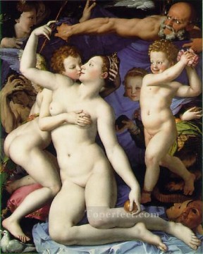ヴィーナスキューピッドタイム フローレンス・アーニョロ・ブロンズィーノ Oil Paintings